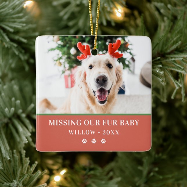 Hunde Weihnachten Modernes Foto Happy Pawlidays Keramikornament (Baum)