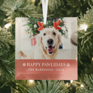 Hunde Weihnachten Modernes Foto Happy Pawlidays Ornament Aus Glas