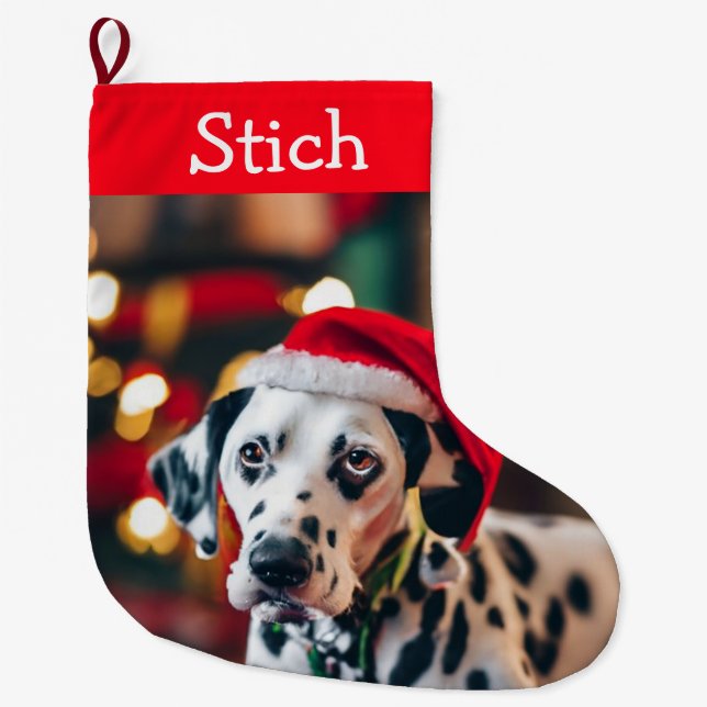 Hunde Weihnachten Niedlichen Haustier Foto Name Großer Weihnachtsstrumpf (Vorderseite)