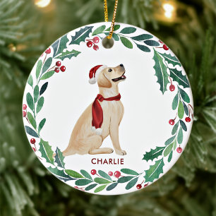 Hunde Weihnachten Personalisierten Haustier Gelbe Keramik Ornament