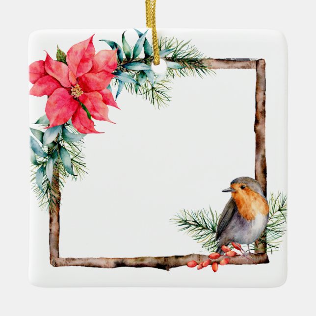 Hunde Weihnachts-Foto Keramikornament (Vorderseite)