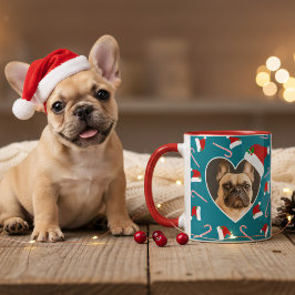Hunde Weihnachts-Foto Weihnachtsmannmütze Aquamari Tasse