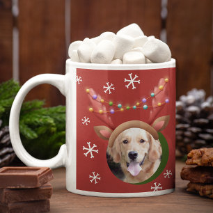 Hunde Weihnachts-Fotos mit Elf Rentier Antler Hats Kaffeetasse