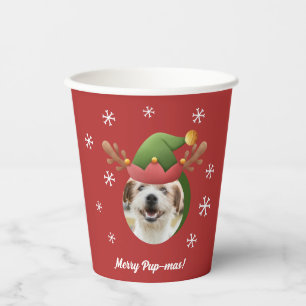 Hunde Weihnachts-Fotos mit Elf Rentier Antler Hats Pappbecher
