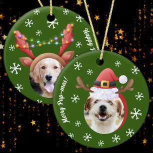 Hunde Weihnachts-Fotos mit Weihnachtsmänner Keramik Ornament