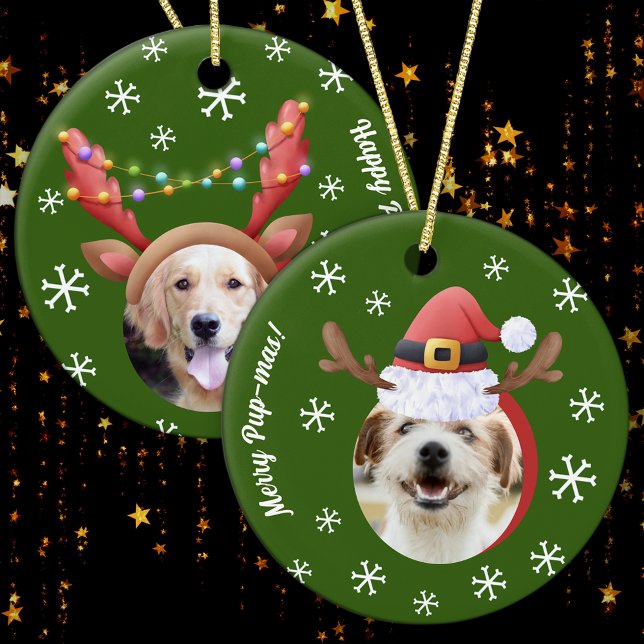 Hunde Weihnachts-Fotos mit Weihnachtsmänner Keramik Ornament (Von Creator hochgeladen)