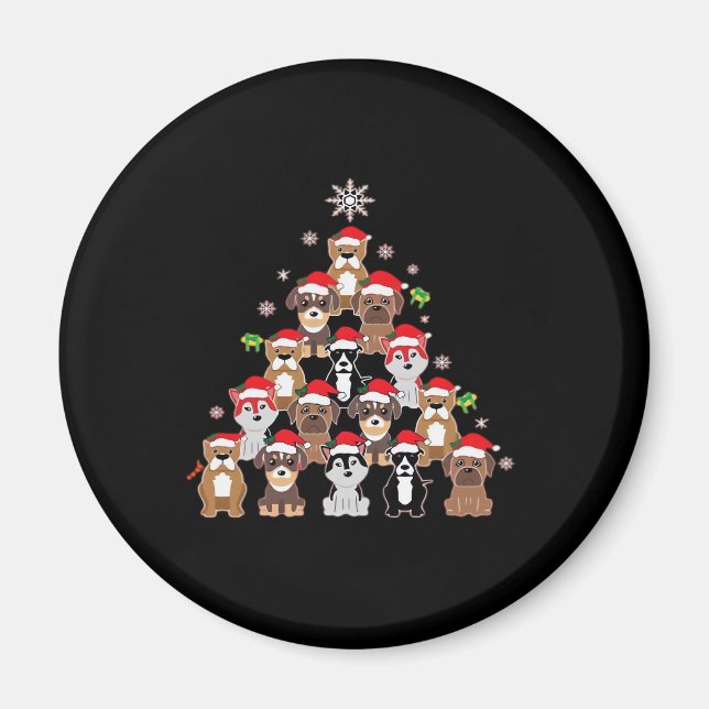 Hunde Weihnachts Klassischer T - Shirt Magnet (Vorne)