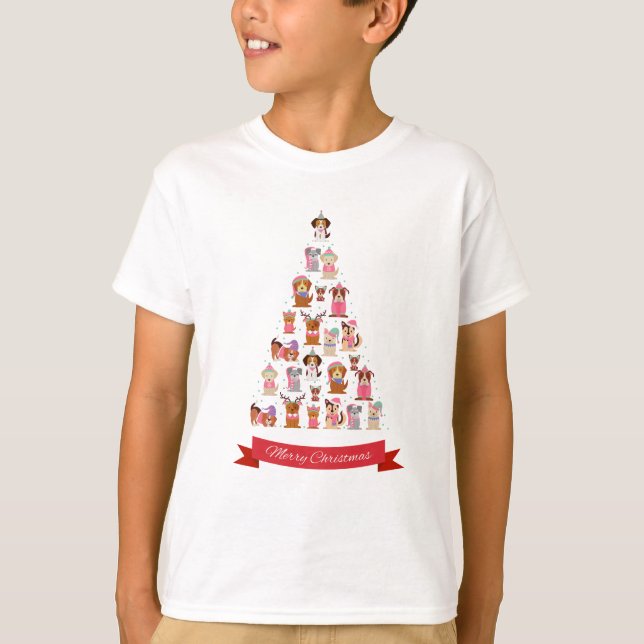 Hunde Weihnachtsbaum-Jungs-T - Shirt (Vorderseite)