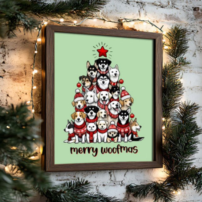 Hunde Weihnachtsbaum Merry Woofmas Urlaub Poster (Von Creator hochgeladen)