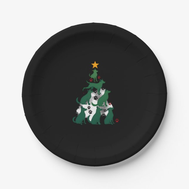 Hunde Weihnachtsbaum-Shirt - Hundeblijn (2) Pappteller (Vorderseite)