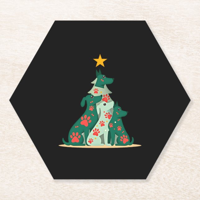 Hunde Weihnachtsbaum-Shirt - Hundeblijn (3) Untersetzer (Vorderseite)