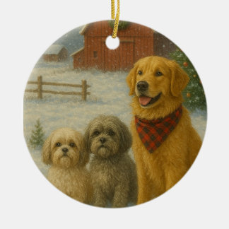 Hunde-Weihnachtsdekoration Keramik Ornament
