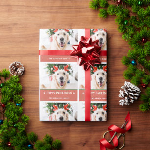 Hunde-Weihnachtsfoto Frohe Pawlidays Geschenkpapier