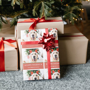 Hunde-Weihnachtsfoto Frohe Pawlidays Geschenkpapier