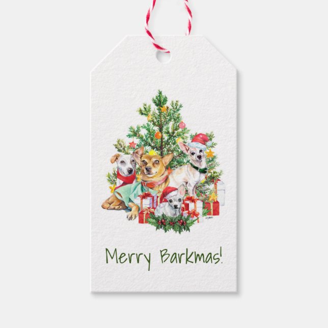 Hunde Weihnachtsgeschenke Tags - Merry Barkmas Geschenkanhänger (Vorderseite)