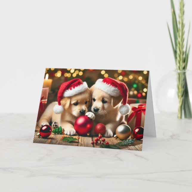 Hunde Weihnachtskarte Feiertagskarte (Vorderseite)