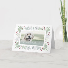 Hunde Weihnachtskarte Grüne Folies Berries Design Feiertagskarte