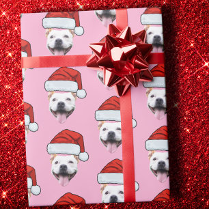 Hunde-Weihnachtsmannmütze   Custom Face Foto Pink  Geschenkpapier