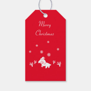 Hunde Weihnachtsmannmütze & Eiskristalle Weihnach Geschenkanhänger