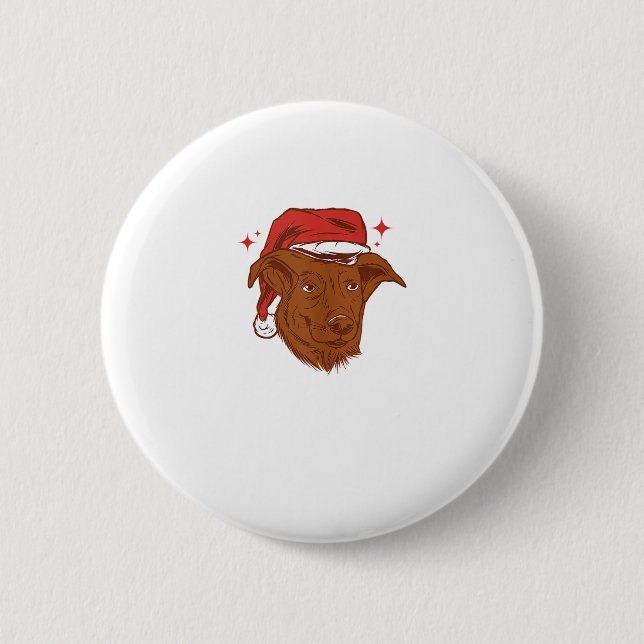 Hunde-Weihnachtsmannmütze - Funny Christmas Button (Vorderseite)