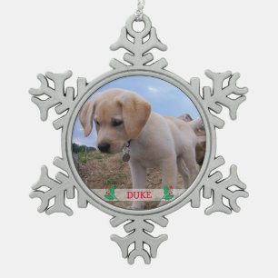 Hunde Weihnachtsschmuck Pewter Personalisiertes Fo Schneeflocken Zinn-Ornament