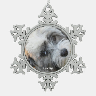 Hunde-Weihnachtsschmuck Zinn Mit Benutzerdefiniert Schneeflocken Zinn-Ornament
