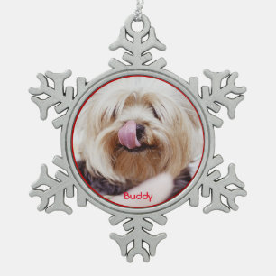 Hunde Weihnachtsschmuck Zwicker Fügen Sie Ihr Foto Schneeflocken Zinn-Ornament