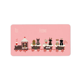 Hunde Weihnachtszug Adressaufkleber