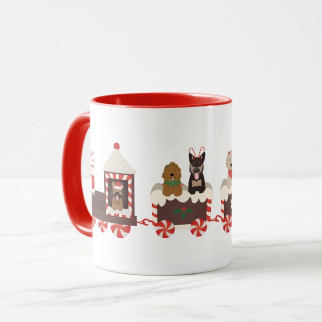 Hunde Weihnachtszug Tasse (Vorderseite Links)