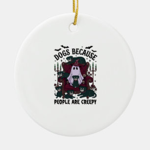 Hunde, weil Menschen gruselig sind Halloween Geist Keramik Ornament