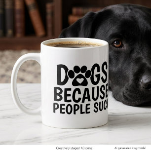 Hunde, weil Menschen scheiße sind Jumbo-Tasse