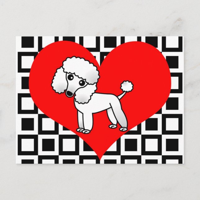 Hunde - Weißes Pudle Postkarte (Vorderseite)