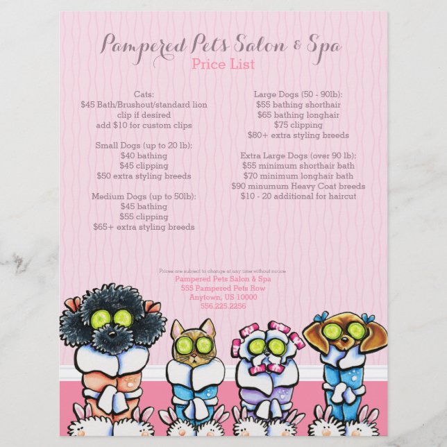 Hunde Wellness-Center Pet Groomer Cat Robes Pink P Flyer (Vorne)