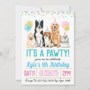 Hunde Welpe Paw-ty Geburtstag Einladung
