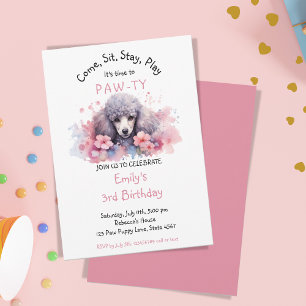 Hunde Welpe Poodle Hund Geburtstag Pawty Einladung