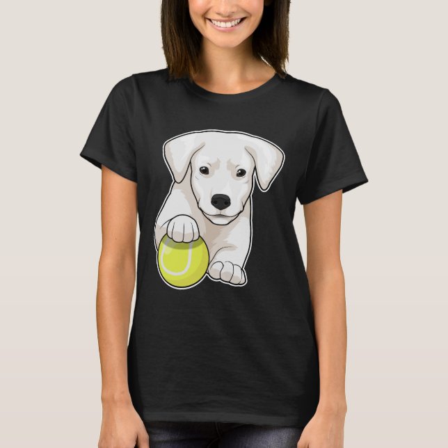 Hunde Welpe Tennis Tennis Ball T-Shirt (Vorderseite)
