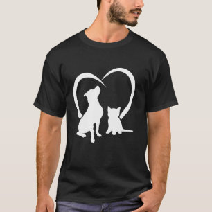 Hunde Welpe und Babykatze Herz Niedlicher Hund und T-Shirt
