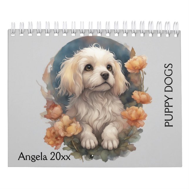 Hunde, Welpen, Hunde, Blume, Kalender (Titelbild)