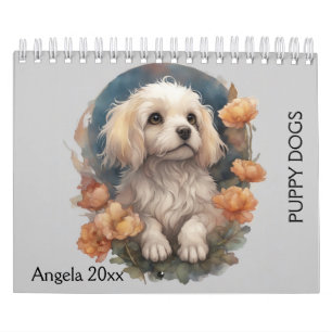 Hunde, Welpen, Hunde, Blume, Kalender