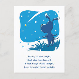 Hunde Welpen Shooting Star machen Wish Night Blue  Postkarte