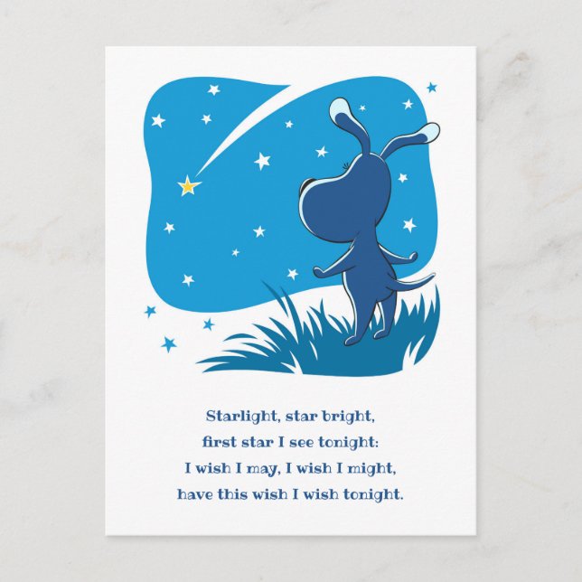 Hunde Welpen Shooting Star machen Wish Night Blue  Postkarte (Vorderseite)