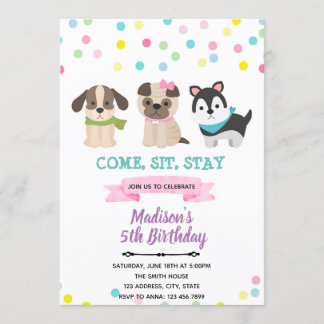 Hunde Welpen zum Geburtstag Einladung