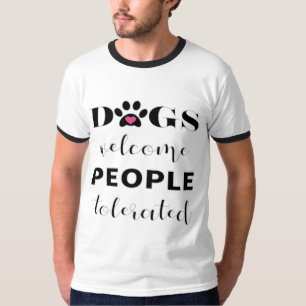 Hunde Willkommen Kalligrafie-Schild T-Shirt