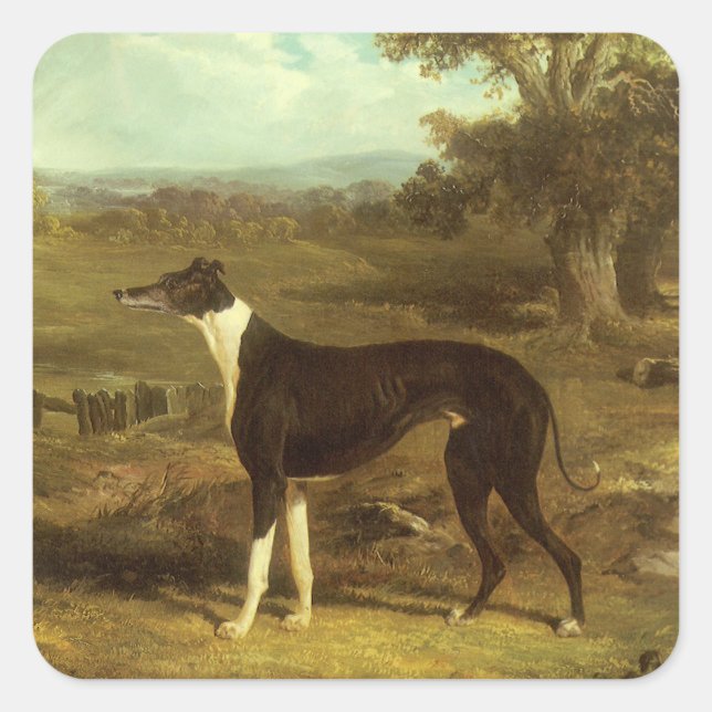 Hunde, Windhund und Spaniel, Doctor Fop by Herring Quadratischer Aufkleber (Vorderseite)