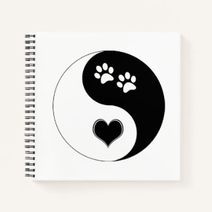 Hunde Yin Yang Herz und Hundepfoten Notizbuch