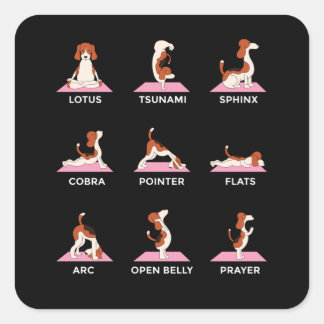 Hunde Yoga Posen Funny Gift Quadratischer Aufkleber