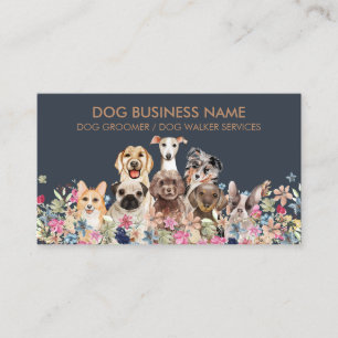 Hunde zeichnen Blumen Design modern einfach Visitenkarte