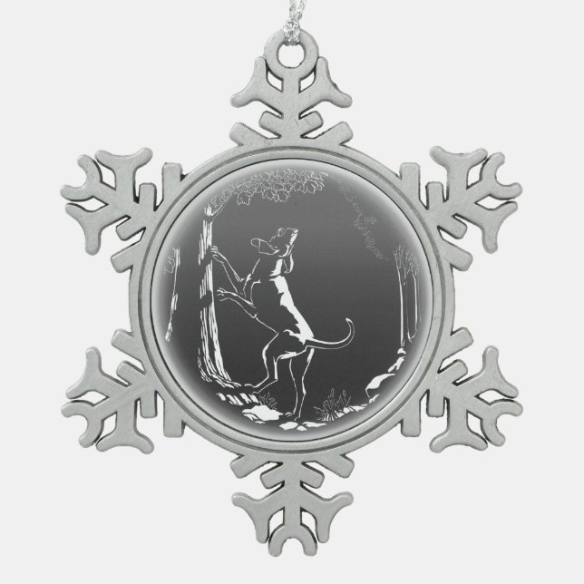 Hunde Zierbäume Jagd Hunde Kunst dekoration Schneeflocken Zinn-Ornament (Vorderseite)