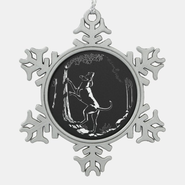 Hunde Zierbäume Jagd Hunde Kunst dekoration Schneeflocken Zinn-Ornament (Vorderseite)