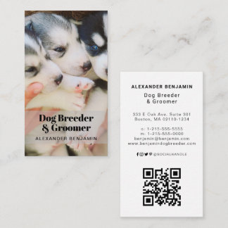 Hunde Züchter & Groomer Foto QR Code Business Card Visitenkarte
